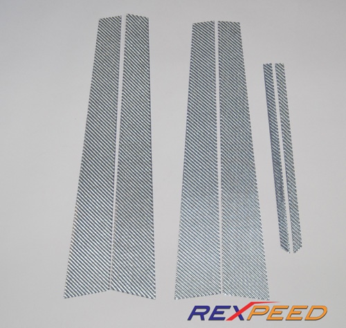 Rexpeed Silver Carbon Fiber Pillar Trim - EVO 8/9
